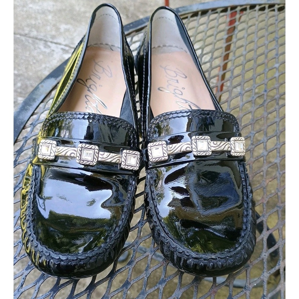 NWT Brighton Women's Black Noble Shoes Loafers Patent Leather Size 7.5